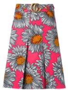 Gucci Daisy Print Skirt, Women's, Size: 40, Pink, Silk/wool/viscose/polyester