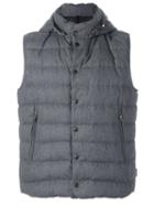 Moncler 'jean Christophe' Padded Gilet, Men's, Size: 2, Grey, Calf Leather/feather Down/polyamide/wool