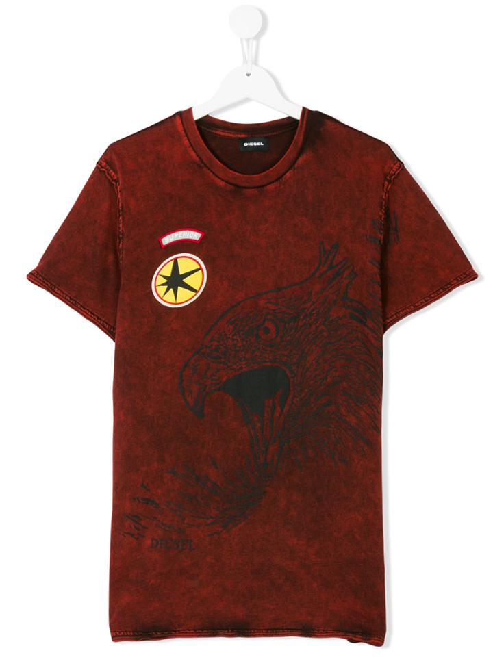 Diesel Kids Teen Stone Washed Eagle T-shirt - Red