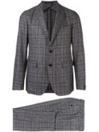 Tagliatore Two-piece Plaid Suit, Men's, Size: 52, Grey, Virgin Wool/cupro