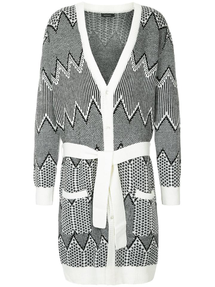 Loveless Long Zigzag Cardigan - Black