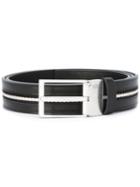 Bally Silver-tone Hardware Belt, Men's, Size: 110, Black, Calf Leather/cotton