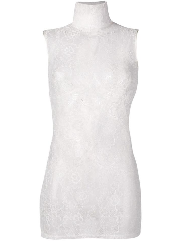 Styland Turtleneck Sheer Top - White