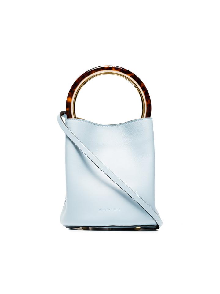 Marni Blue Pannier Leather Resin Handle Bucket Bag