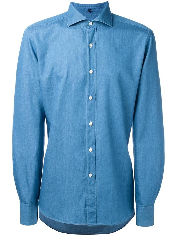 Fay Denim Shirt, Men's, Size: 42, Blue, Cotton