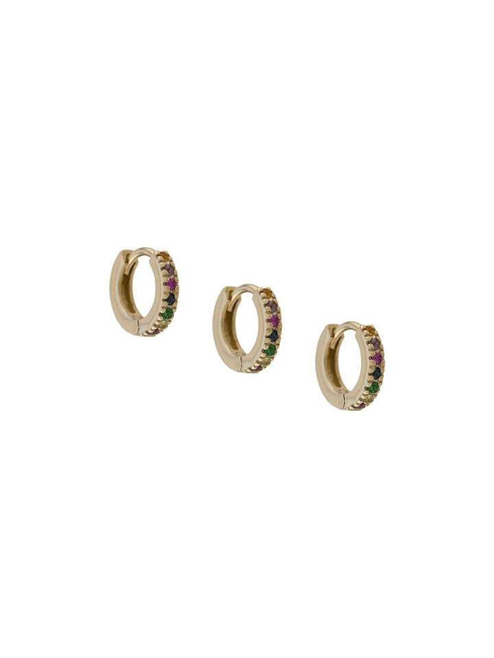 Otiumberg 9kt Yellow Gold 3 Pack Rainbow Huggie Hoops