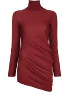 Marni Asymmetric Ruched Turtleneck Sweater - Red