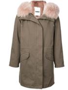 Yves Salomon Army Faux Fur Trimmed Hood Coat - Green