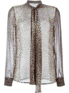 Saint Laurent Leopard Print Shirt, Women's, Size: 38, Nude/neutrals, Silk