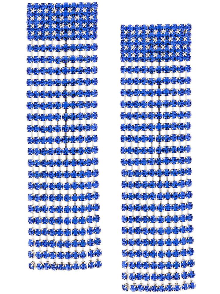 Alessandra Rich Hanging Drop Earrings - Blue