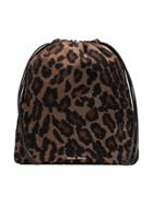 Miu Miu Leopard Print Nylon Drawstring Pouch - Neutrals