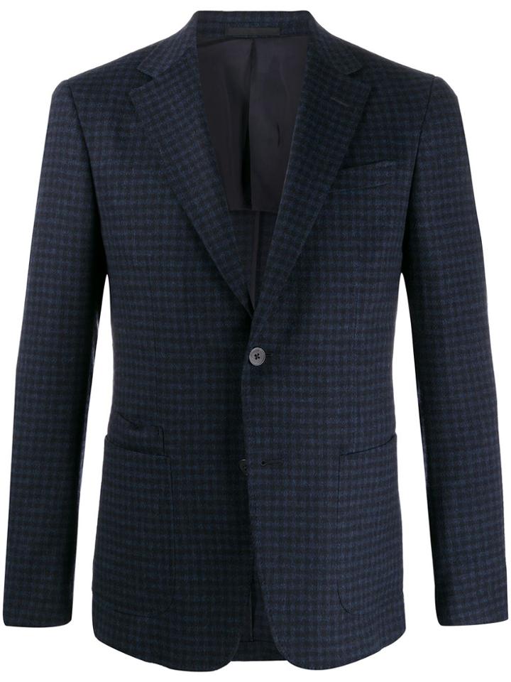 Z Zegna Slim-fit Checked Pattern Blazer - Blue