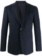 Z Zegna Slim-fit Checked Pattern Blazer - Blue