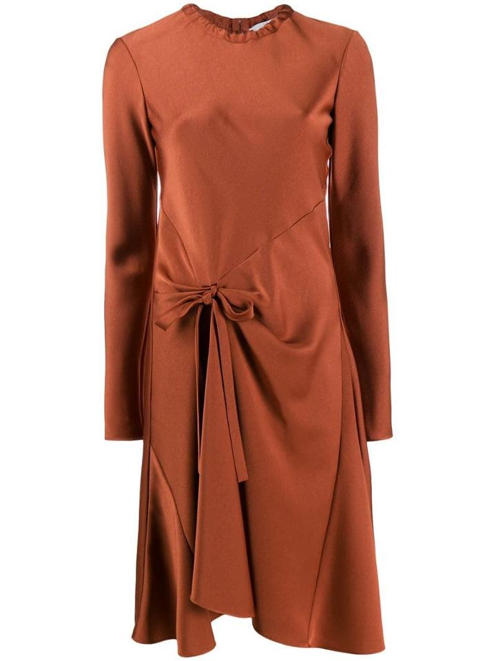 Chloé Knot Detail Flared Dress - Brown