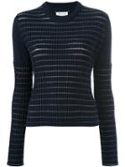 Maison Margiela Sheer Stripe Knitted Jumper, Women's, Size: Medium, Blue, Cotton/polyester