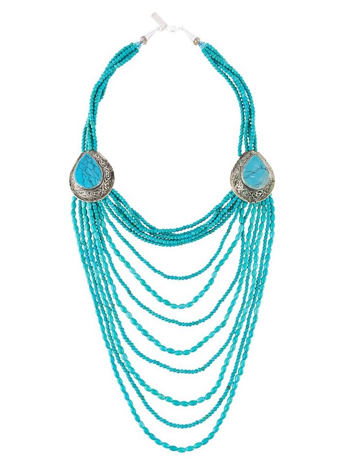 Night Market Long Beaded Necklace, Women's, Blue