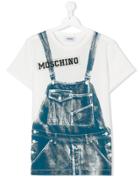 Moschino Kids Dungaree Print T-shirt - White