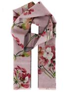 Gucci - Floral Print Scarf - Women - Wool - One Size, Pink/purple, Wool