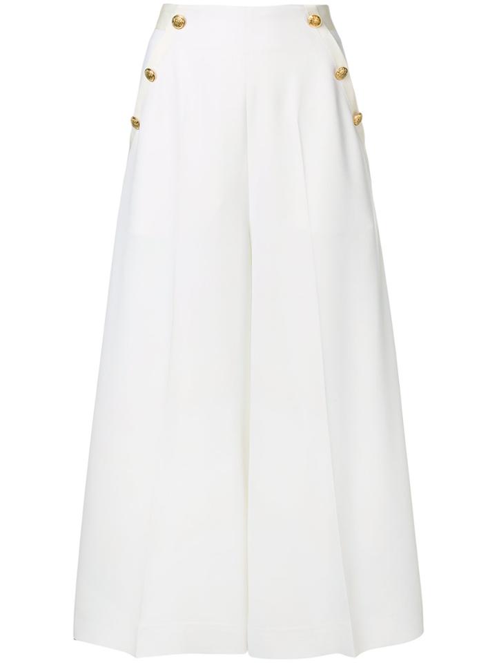 Lanvin Button-embellished Cropped Trousers - White