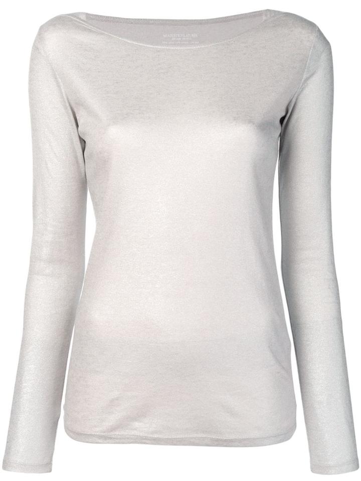 Majestic Filatures Boat Neck Top - Metallic