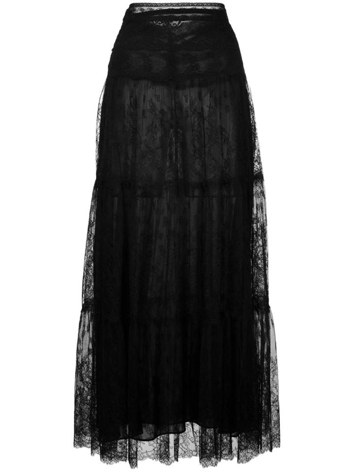 Valentino Lace Maxi Skirt, Women's, Size: 40, Black, Polyamide/viscose