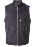 Brunello Cucinelli Leather Vest, Men's, Size: M, Blue, Leather/cupro