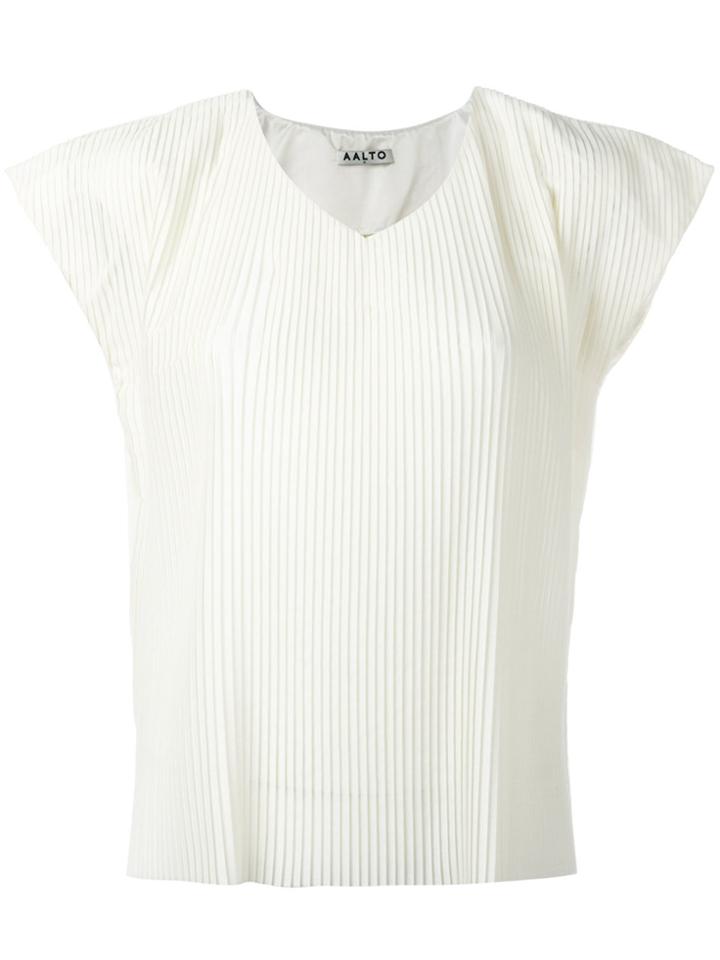 Aalto Pleated V-neck Top - Nude & Neutrals