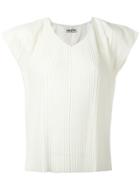 Aalto Pleated V-neck Top - Nude & Neutrals