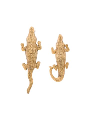 Lako Bukia X Natia Khutsishvili Small Crocodile Earrings - Metallic