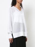 By. Bonnie Young Embroidered V-neck Sweater - White