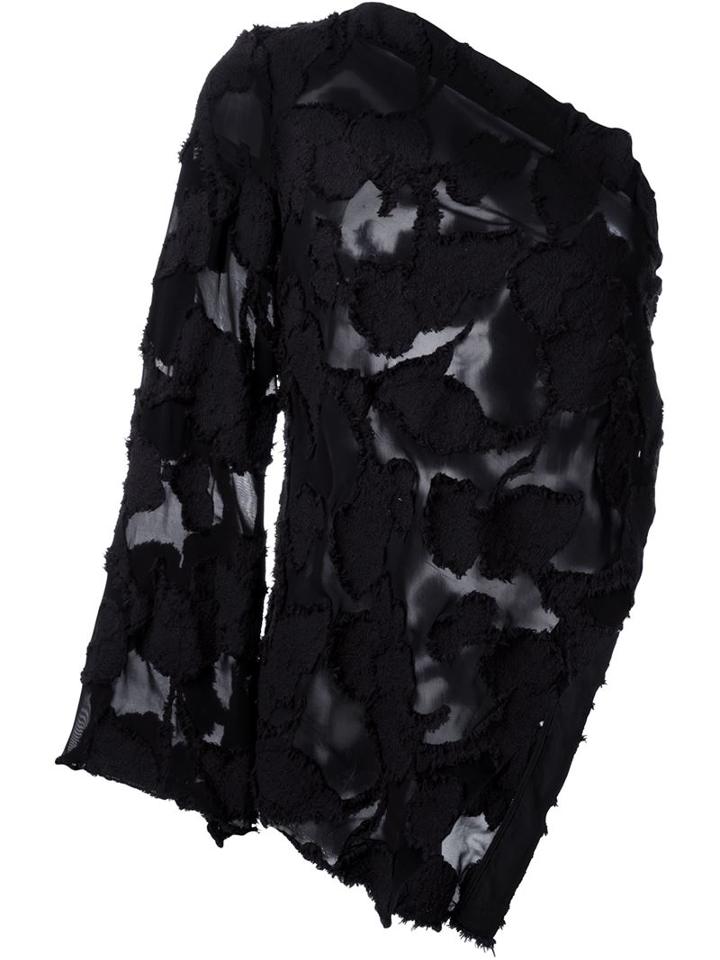 Erika Cavallini Textured Sheer One-sleeve Blouse