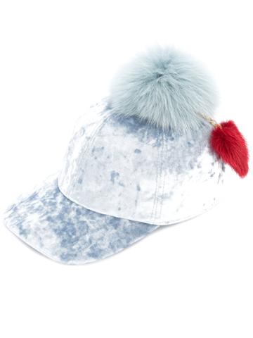 Federica Moretti Fur Pom Pom Hat - Blue