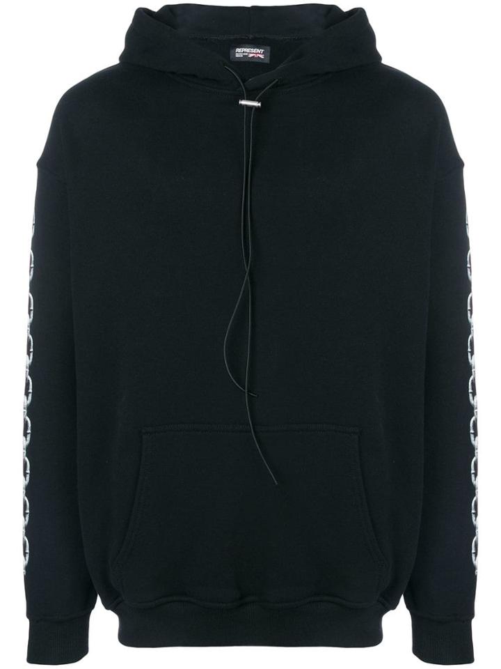 Represent Chain Print Hoodie - Black