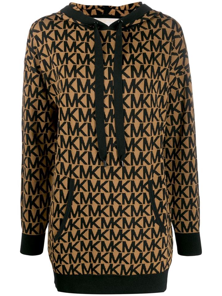 Michael Michael Kors Logo Print Hoodie - Brown