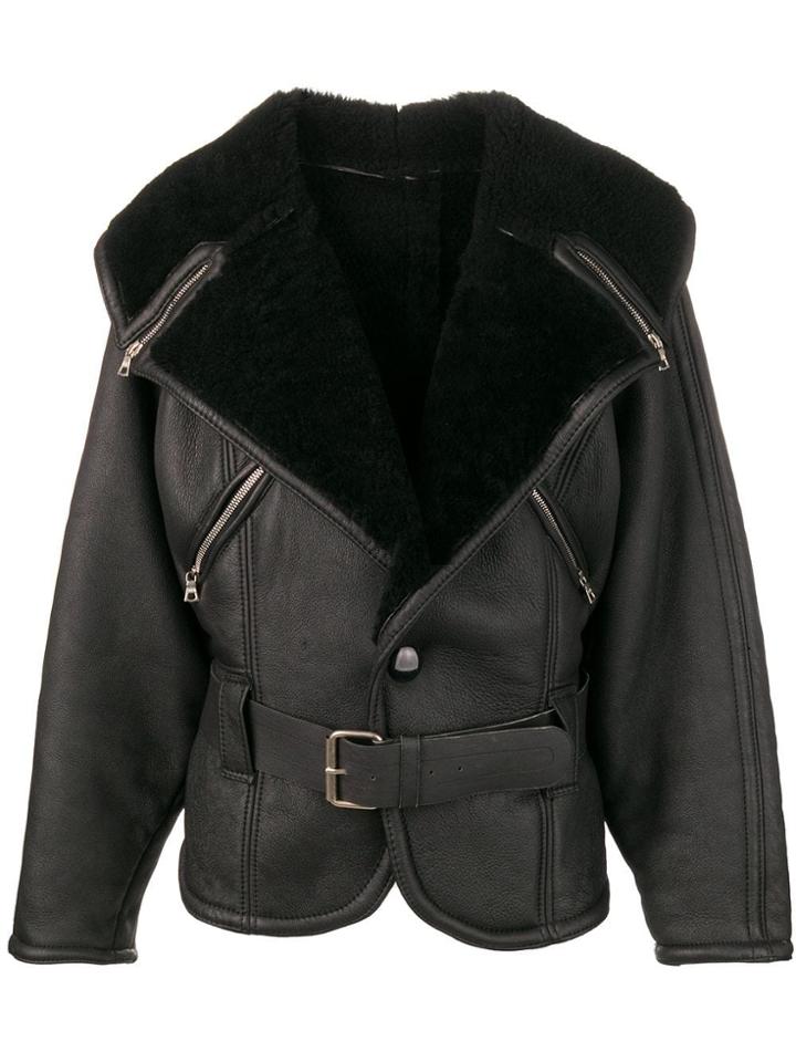 A.n.g.e.l.o. Vintage Cult 1980's Aviator Style Biker Jacket - Black