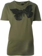 Alexander Mcqueen Moth Embroidered T-shirt, Women's, Size: 40, Green, Cotton/polyester/viscose