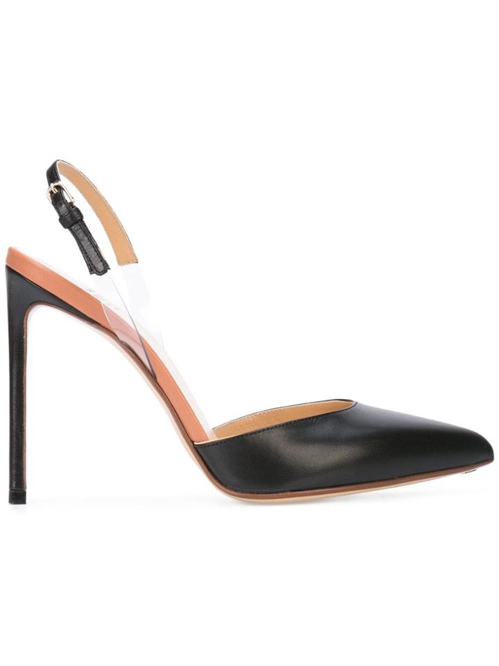 Francesco Russo Pointed Slingback Pumps - Black