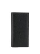 Valextra Pebbled Bi-fold Wallet - Black