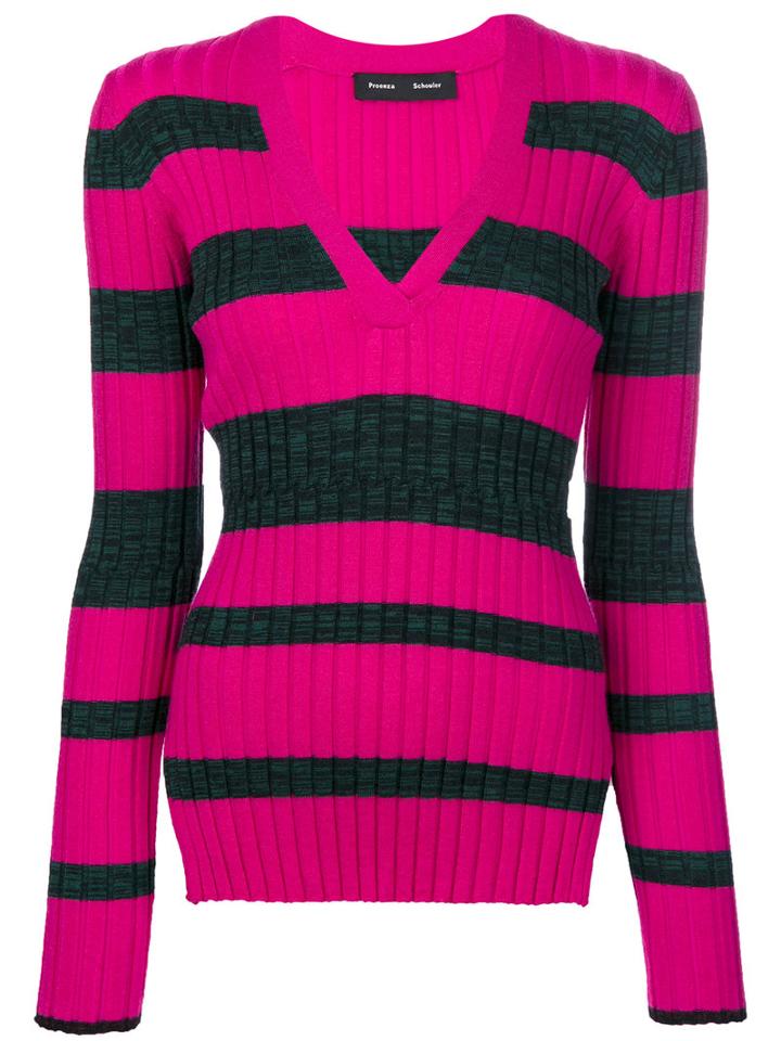 Proenza Schouler - Long Sleeve Crewneck Top - Women - Silk/viscose/cashmere/wool - Xs, Pink/purple, Silk/viscose/cashmere/wool
