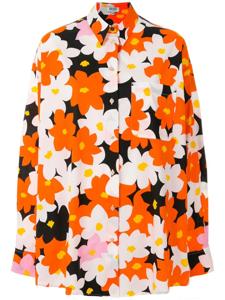 Kenzo Jackie Flowers Oversized Shirt - Yellow & Orange