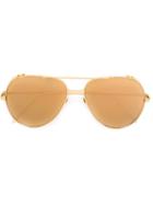 Linda Farrow '426' Aviator Sunglasses, Women's, Grey, 18kt Yellow Gold
