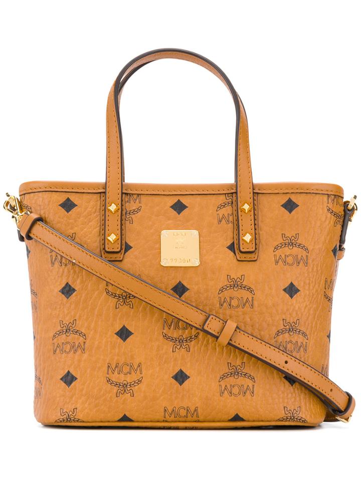 Mcm Mini Anya Top-zip Tote - Brown