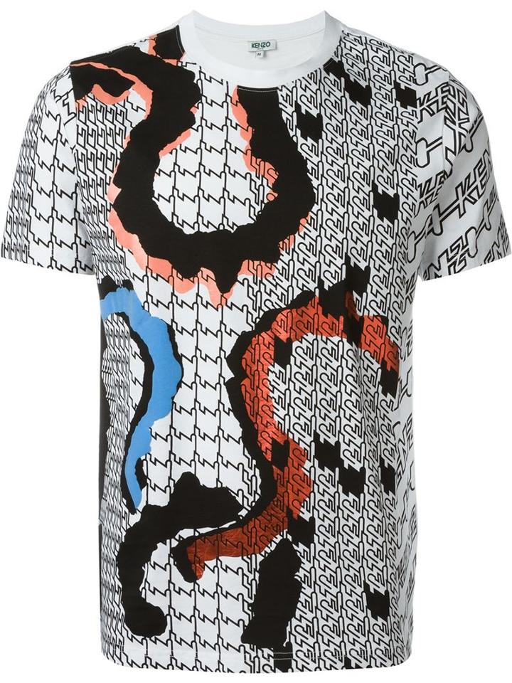Kenzo Diagonal Stripes And Curvy Lines T-shirt