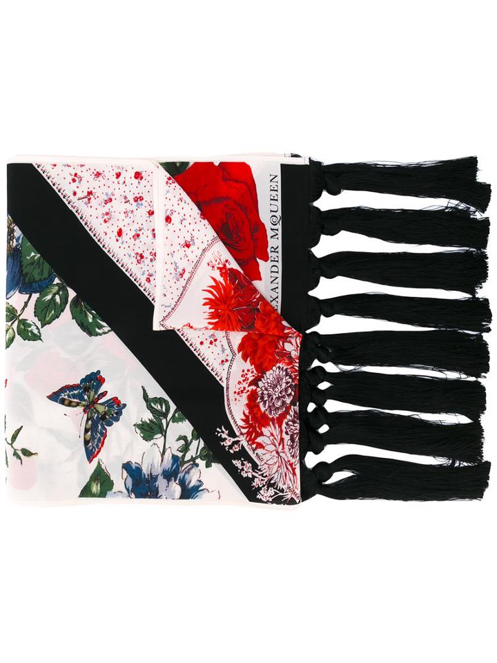 Alexander Mcqueen - Mixed Print Scarf - Women - Silk/viscose - One Size, Black, Silk/viscose