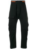 Tom Rebl Contrast Lined Waistband Cargo Trousers - Black