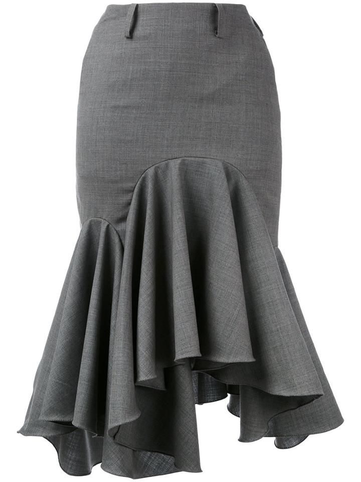 Facetasm - Fishtail Skirt - Women - Cupro/wool - Ii, Grey, Cupro/wool