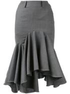 Facetasm - Fishtail Skirt - Women - Cupro/wool - Ii, Grey, Cupro/wool