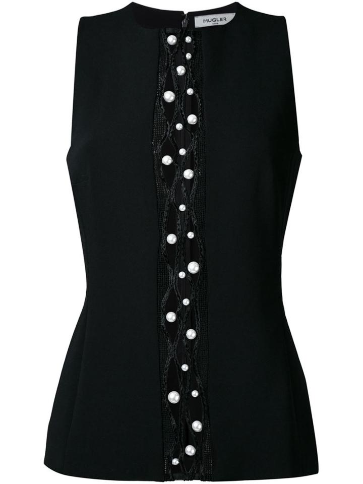 Mugler Pearl Detail Macrame Top