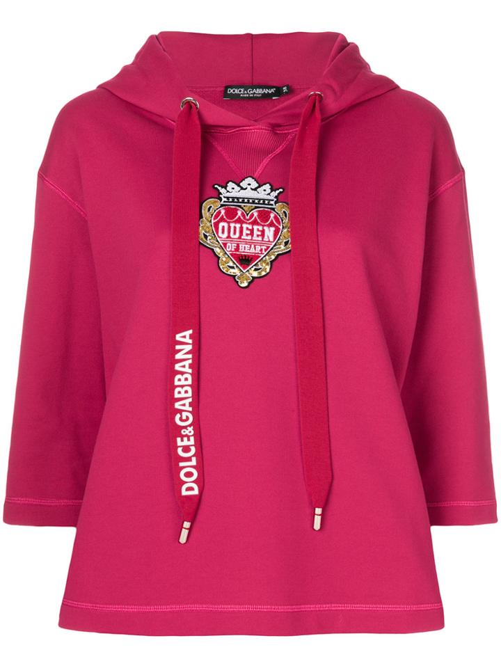 Dolce & Gabbana Queen Of Heart Embroidered Hoodie - Pink & Purple