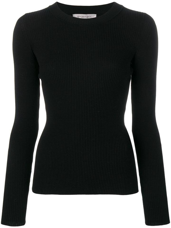 Sportmax Long-sleeve Fitted Sweater - Black
